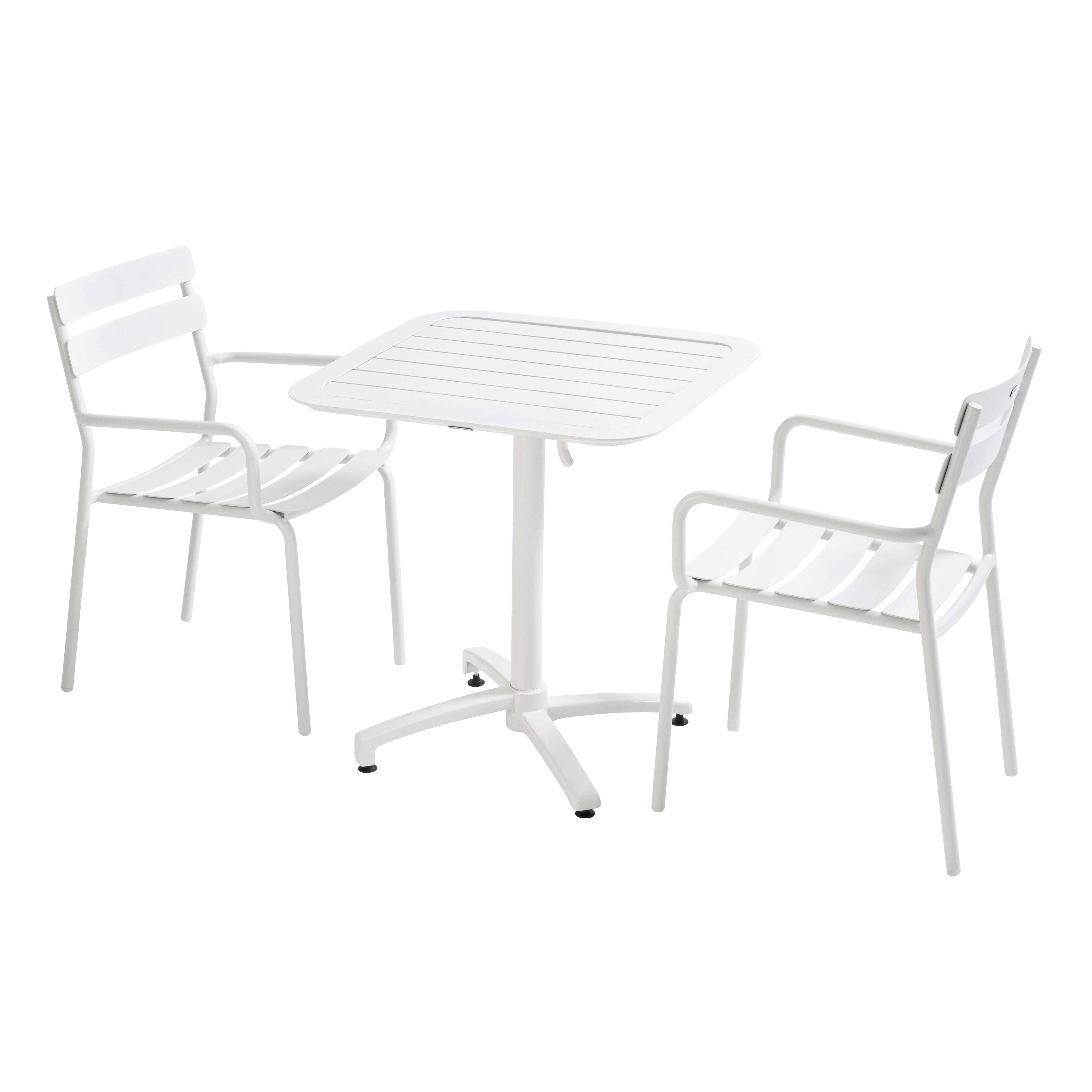 Oviala - Ensemble table inclinable de terrasse 70 x 70 cm et 2 fauteuils blanc Almada - Oviala - Image 1