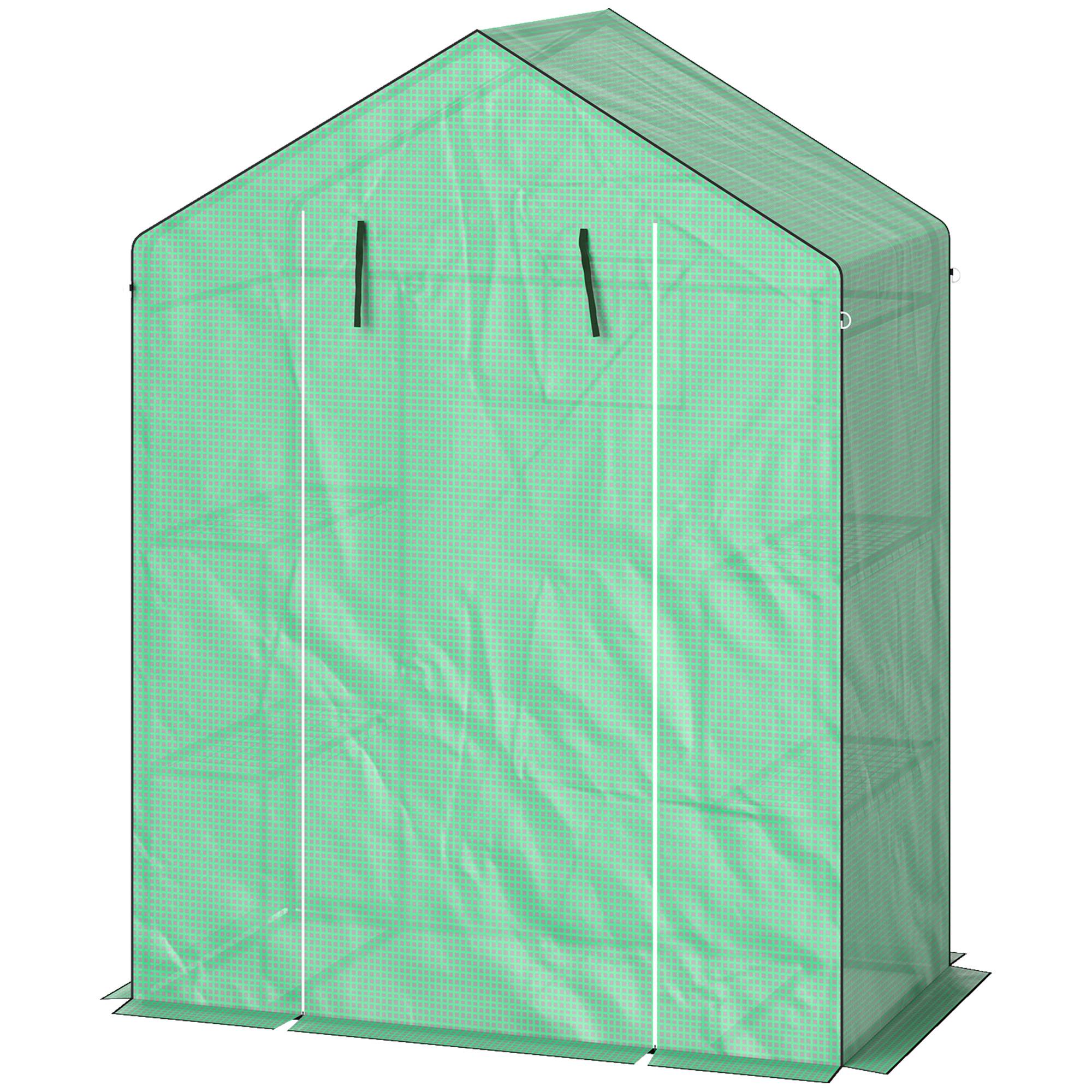 Serre de jardin acier pour extérieur protection plantes 143x74x190cm vert - ComfortXL Outdoor Living - Image 2