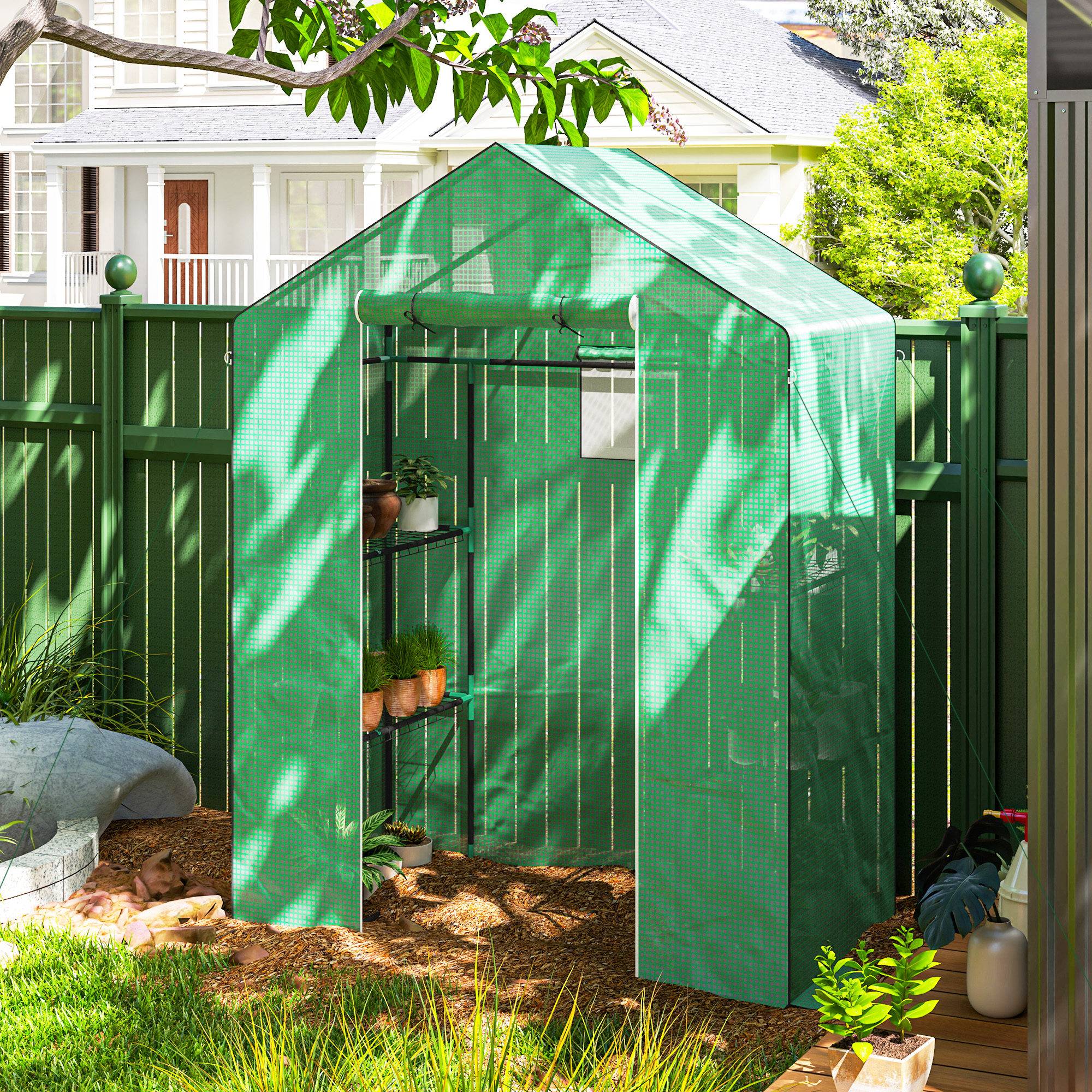 Serre de jardin acier pour extérieur protection plantes 143x74x190cm vert - ComfortXL Outdoor Living - Image 4
