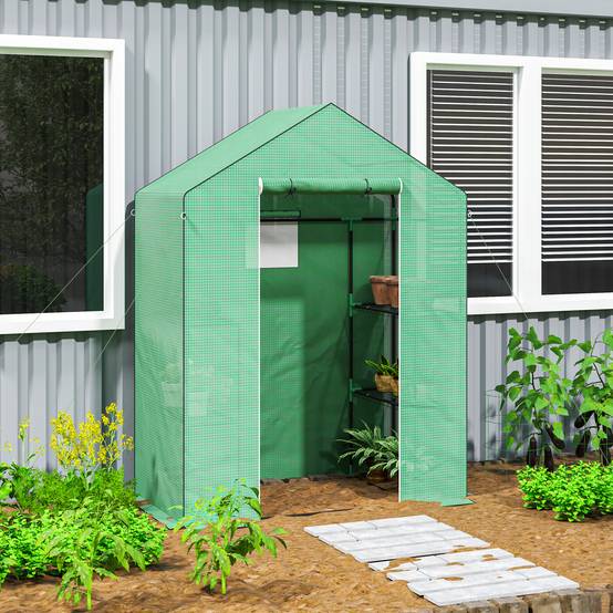Serre de jardin acier pour extérieur protection plantes 143x74x190cm vert - ComfortXL Outdoor Living - Image 3