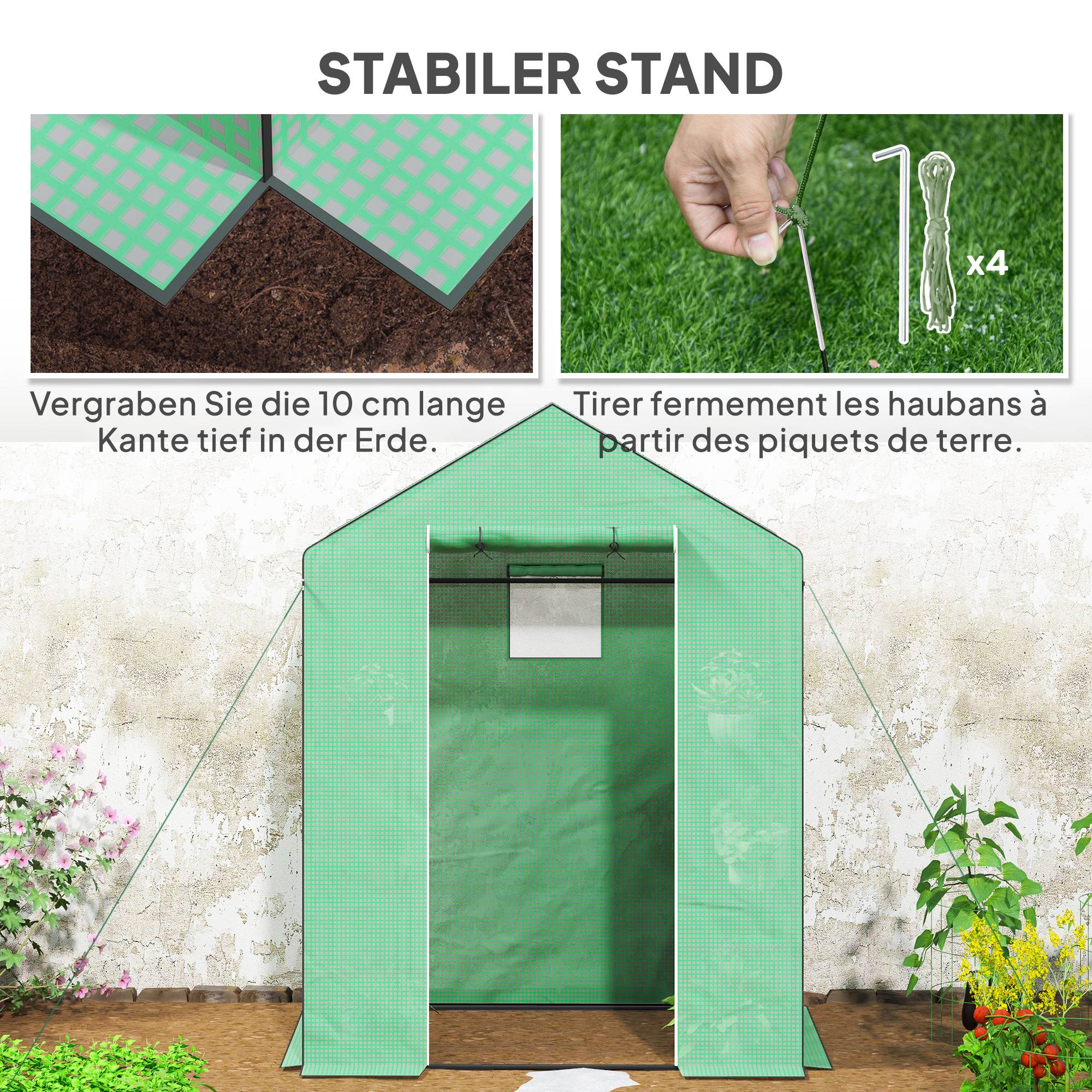 Serre de jardin acier pour extérieur protection plantes 143x74x190cm vert - ComfortXL Outdoor Living - Image 9