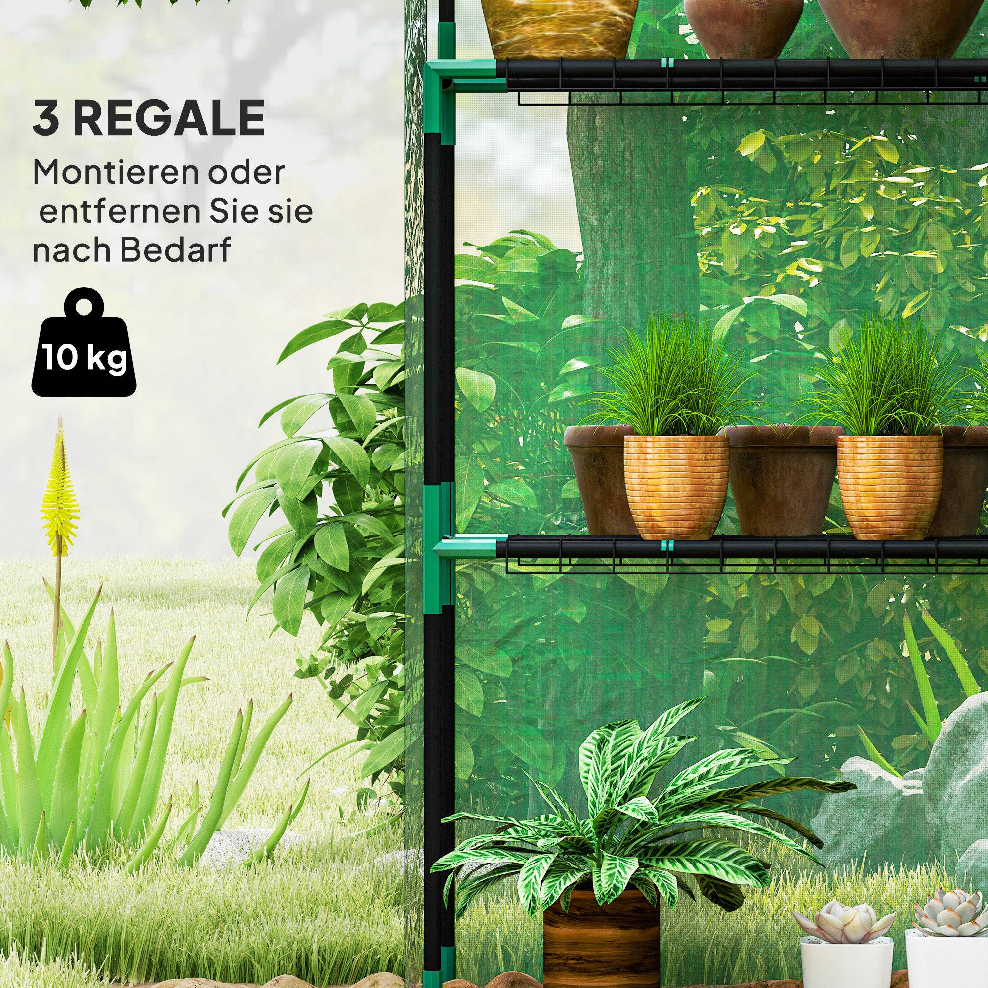 Serre de jardin acier pour extérieur protection plantes 143x74x190cm vert - ComfortXL Outdoor Living - Image 6