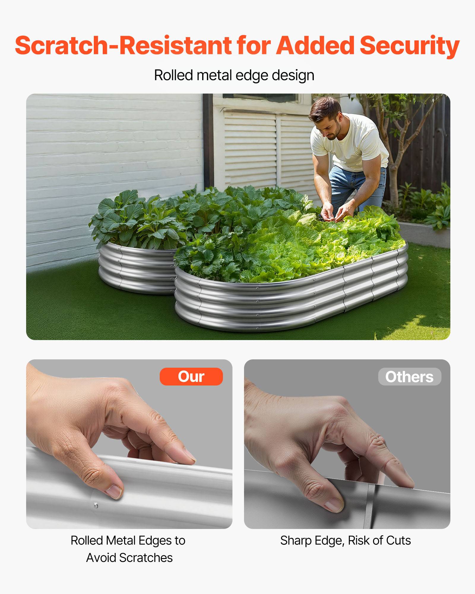 Vevor - VEVOR Carré Potager Surélevé Métal Galvanisé Lit Jardin 180x90x29 cm Argenté - Image 4