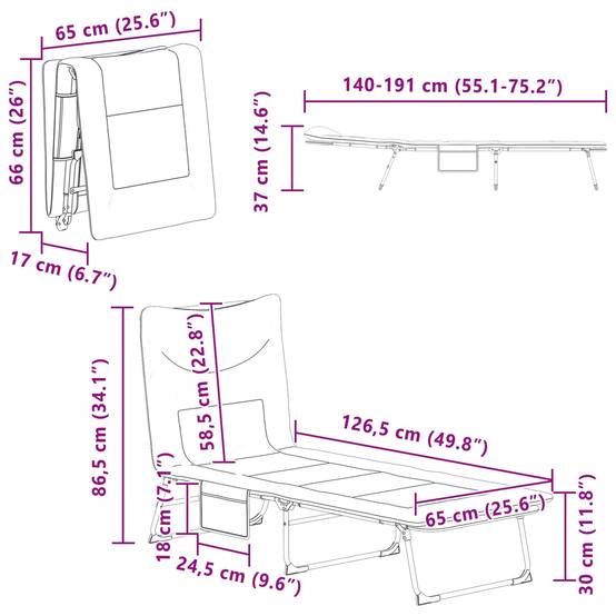 ComfortXL - Transat pliant acier tissu Oxford extérieur multi-positions avec poche vert foncé - ComfortXL Outdoor Living - Image 10