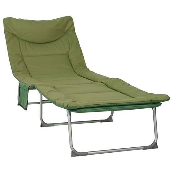 ComfortXL - Transat pliant acier tissu Oxford extérieur multi-positions avec poche vert foncé - ComfortXL Outdoor Living - Image 2