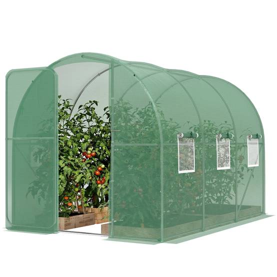 Outsunny - Serre tunnel de jardin - 6m², 200x300x200cm - porte et 8 fenêtres - bâche PE haute densité 140 g/m² - pour extérieur - vert - Outsunny - Image 5
