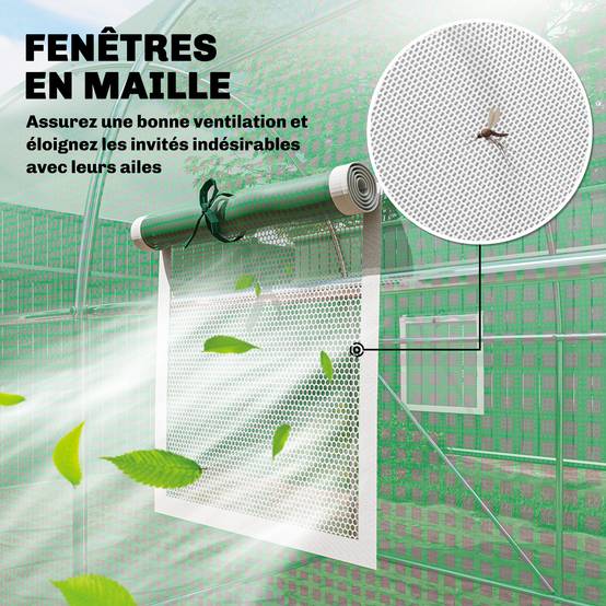 Outsunny - Serre tunnel de jardin - 6m², 200x300x200cm - porte et 8 fenêtres - bâche PE haute densité 140 g/m² - pour extérieur - vert - Outsunny - Image 7