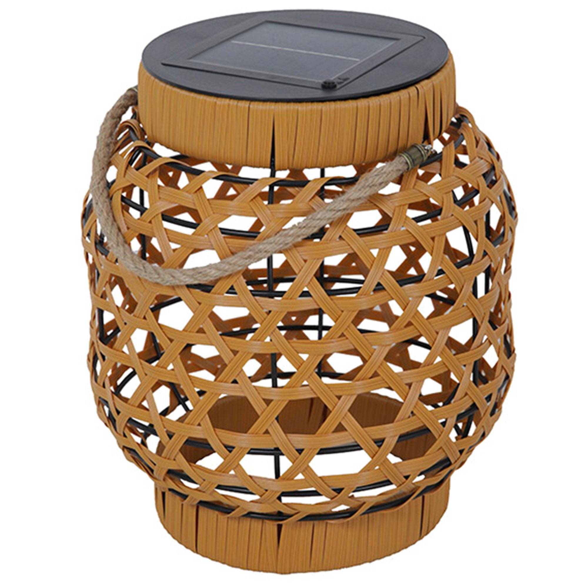Lumisky - Lanterne solaire décorative CAPRI Beige Poly rotin H32cm - Image 1