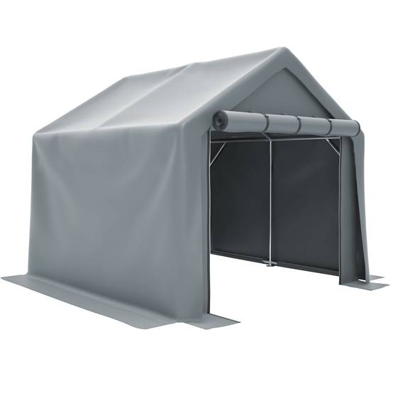 Abri de rangement 244×241×217cm, garage à vélos, tente de garage, abri de jardin, tente de stockage pour outils, gris foncé - Image 9