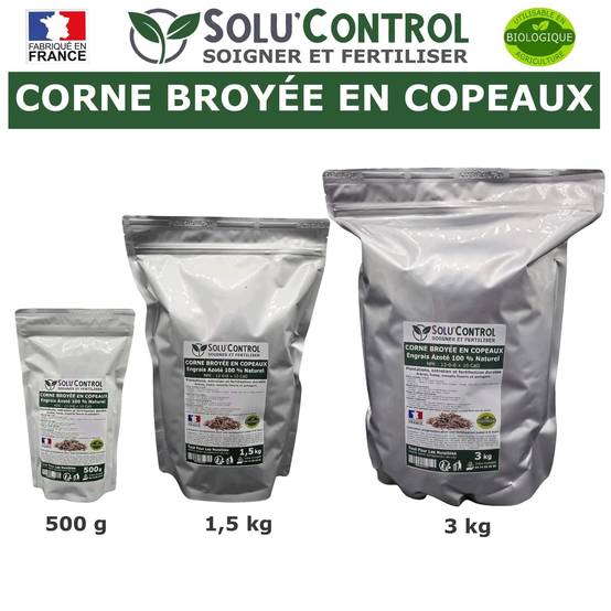 SOLU’CONTROL - 3 kg de Corne Broyée en Copeaux - Engrais Azoté 100 % Naturel - Fertilisation Équilibrée pour Arbustes, Haies et Massifs Fleuris - Image 5