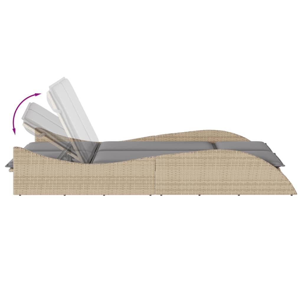 Maison Chic - Bain de soleil - Transat - Chaise longue avec coussins beige 114x205x73 cm résine tressée - MEUBLE PRO-JU6561 - Image 7