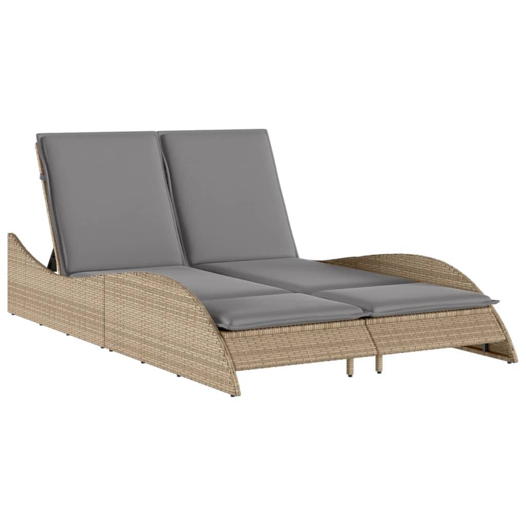 Maison Chic - Bain de soleil - Transat - Chaise longue avec coussins beige 114x205x73 cm résine tressée - MEUBLE PRO-JU6561 - Image 1