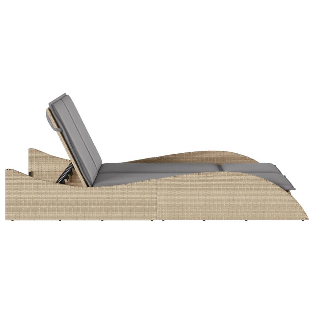 Maison Chic - Bain de soleil - Transat - Chaise longue avec coussins beige 114x205x73 cm résine tressée - MEUBLE PRO-JU6561 - Image 5