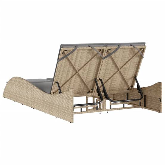 Maison Chic - Bain de soleil - Transat - Chaise longue avec coussins beige 114x205x73 cm résine tressée - MEUBLE PRO-JU6561 - Image 6