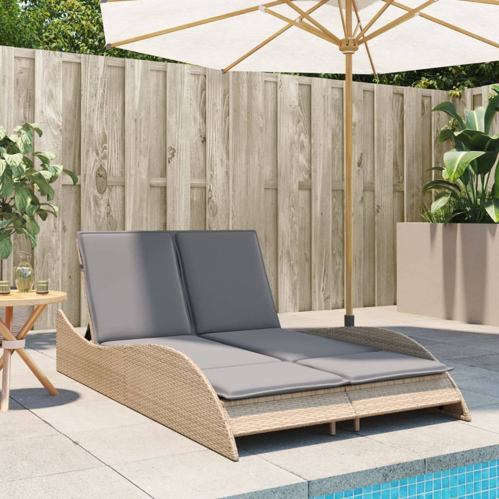 Maison Chic - Bain de soleil - Transat - Chaise longue avec coussins beige 114x205x73 cm résine tressée - MEUBLE PRO-JU6561 - Image 3