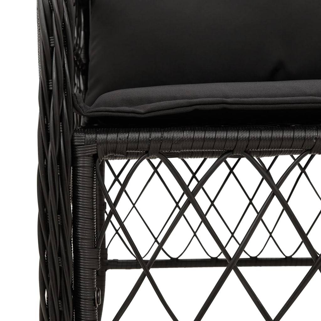 ComfortXL - Petit Salon de Jardin 2 Personnes en Résine Tressée Noire Coussins Noirs – ComfortXL Outdoor Living - Image 5