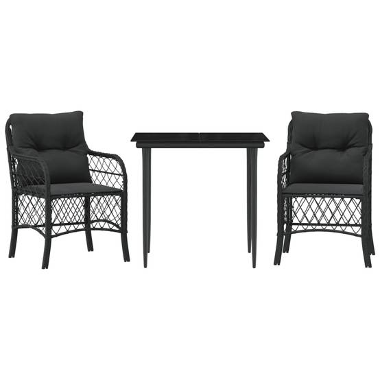 ComfortXL - Petit Salon de Jardin 2 Personnes en Résine Tressée Noire Coussins Noirs – ComfortXL Outdoor Living - Image 2