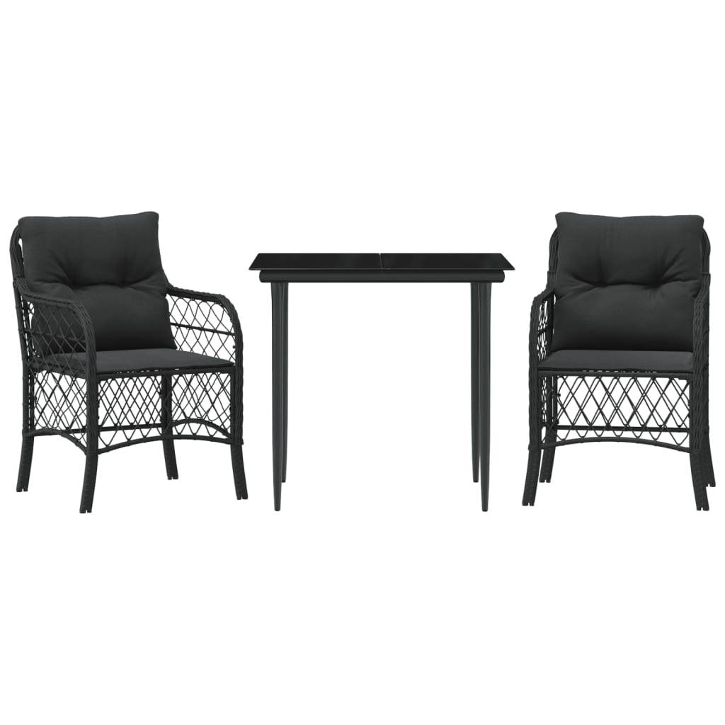 ComfortXL - Petit Salon de Jardin 2 Personnes en Résine Tressée Noire Coussins Noirs – ComfortXL Outdoor Living - Image 2