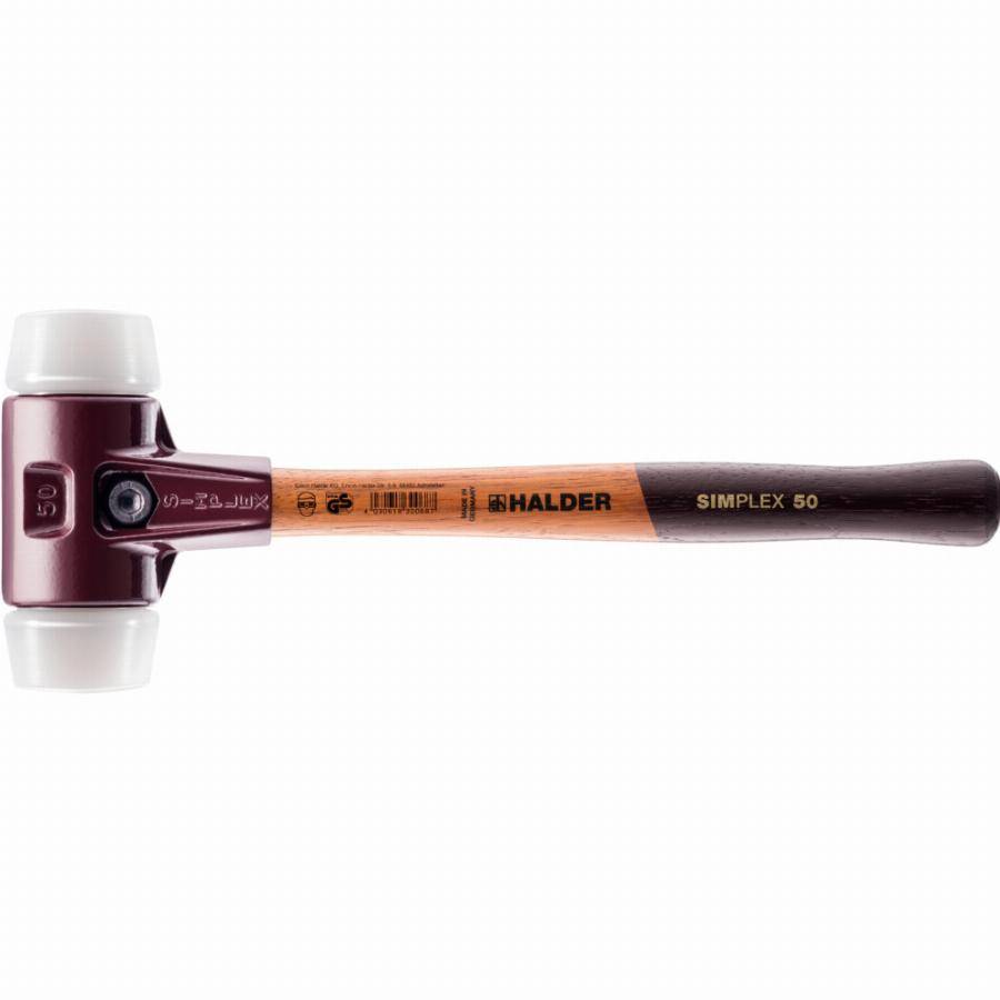 Maillet HALDER SIMPLEX Superplastique avec boîtier en fonte malléable et manche en bois - D=50 mm - 3007.050