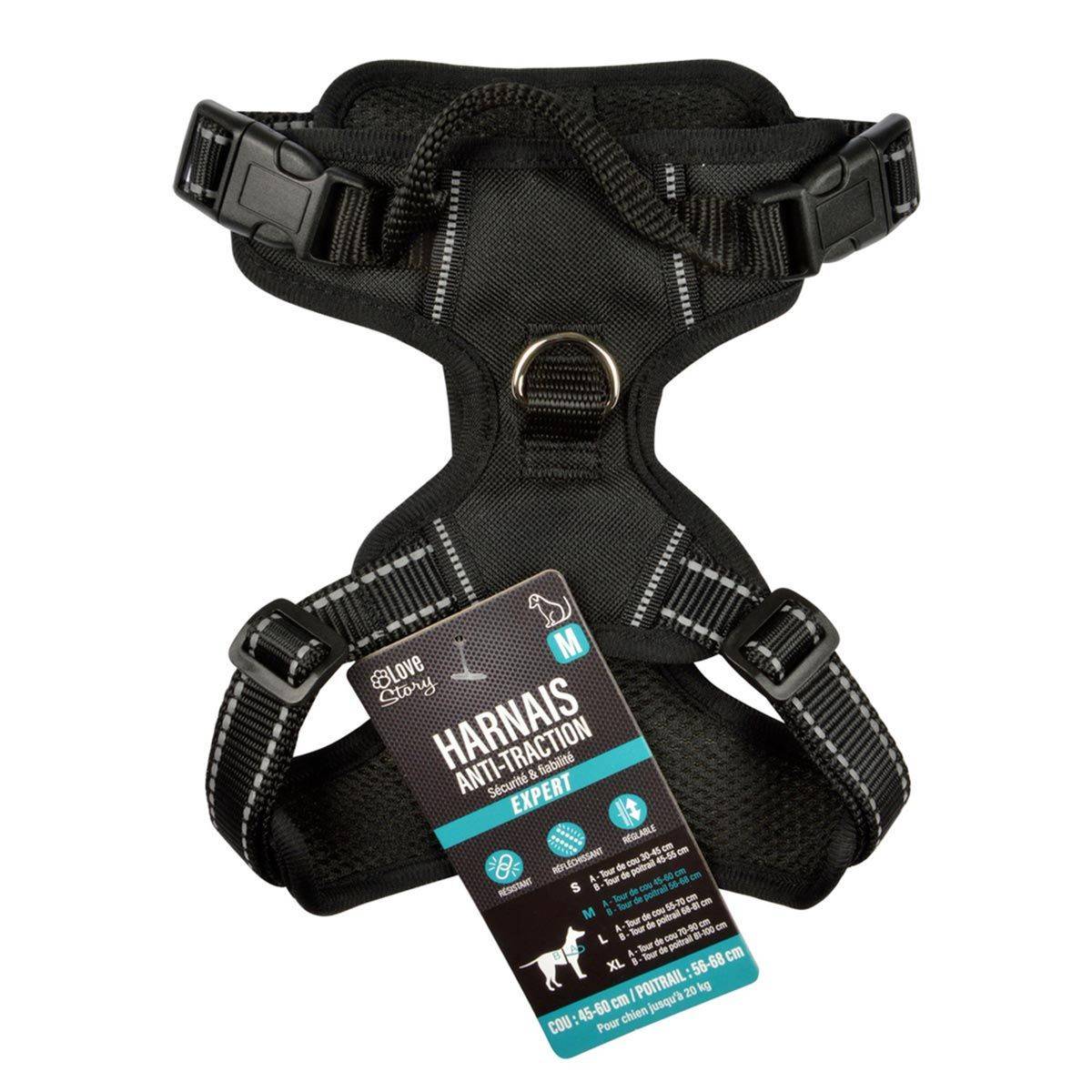Love Story - Harnais Anti-Traction pour Chien "Sécurité" 68cm Noir - Image 4