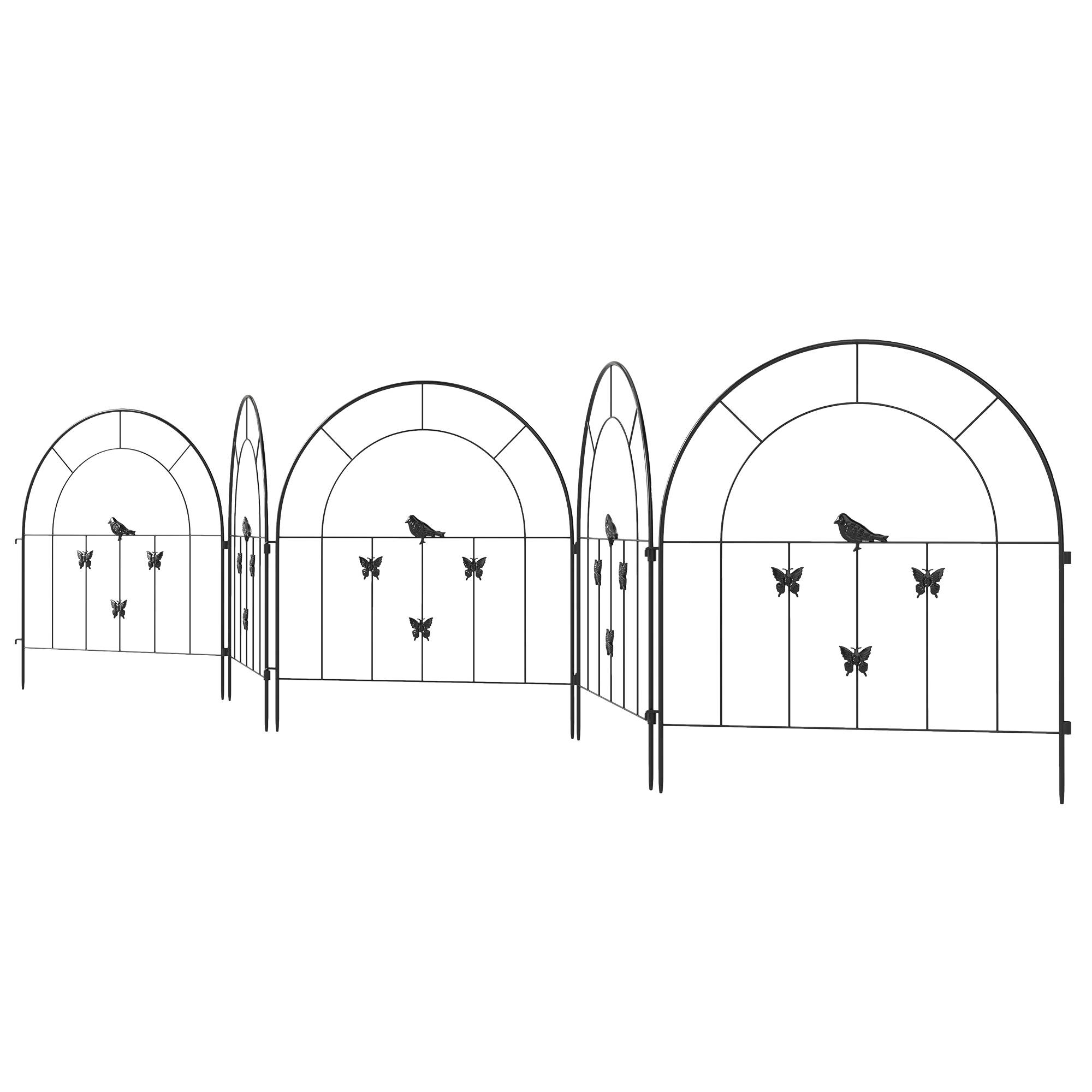 Clôture de jardin en acier, 300 cm x 70 cm de hauteur, ensemble de clôture décorative en grillage, éléments de clôture, noir - Image 2