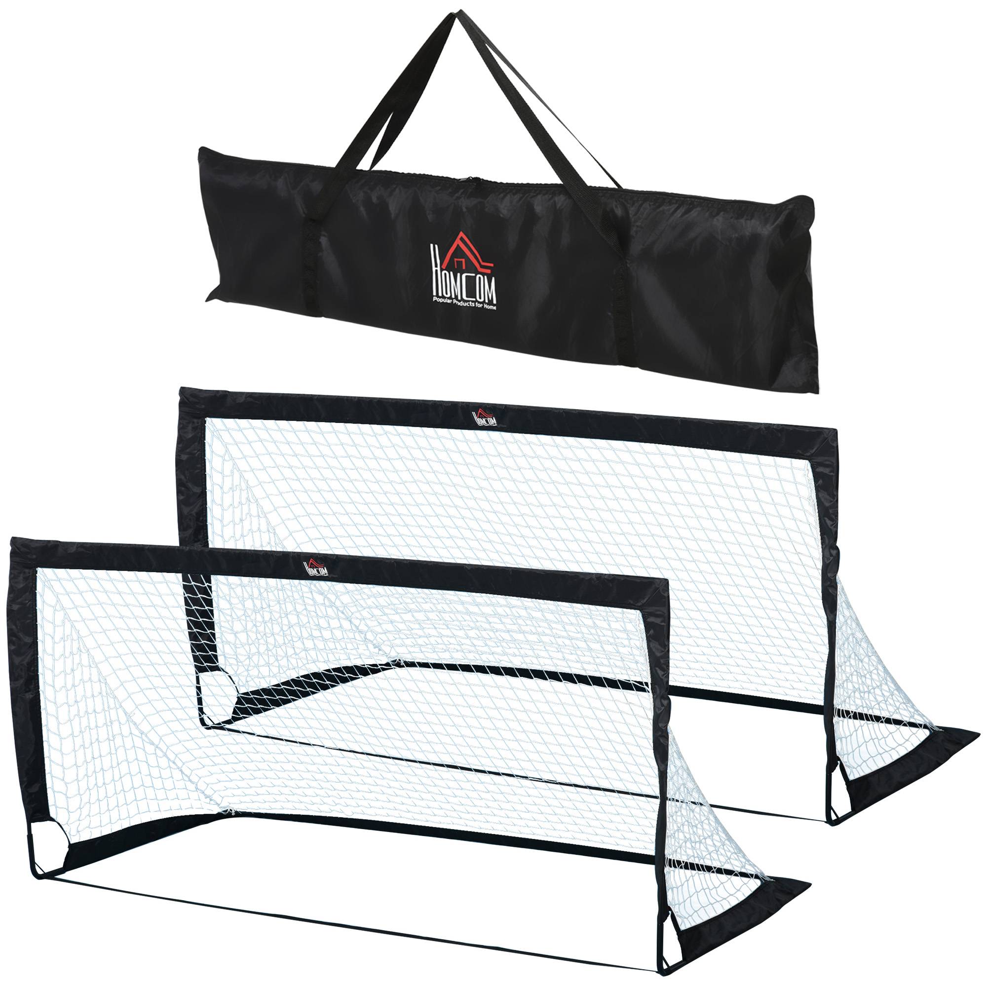 Lot de 2 buts de football pliables 183x90x90 cm, résistants aux intempéries avec sac de transport, noir - Image 2