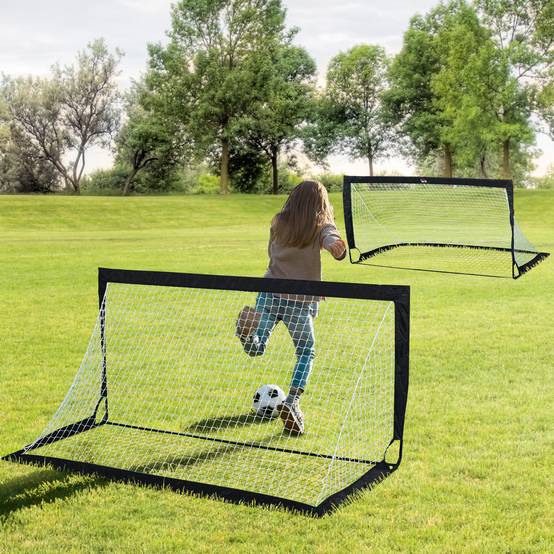 Lot de 2 buts de football pliables 183x90x90 cm, résistants aux intempéries avec sac de transport, noir - Image 3