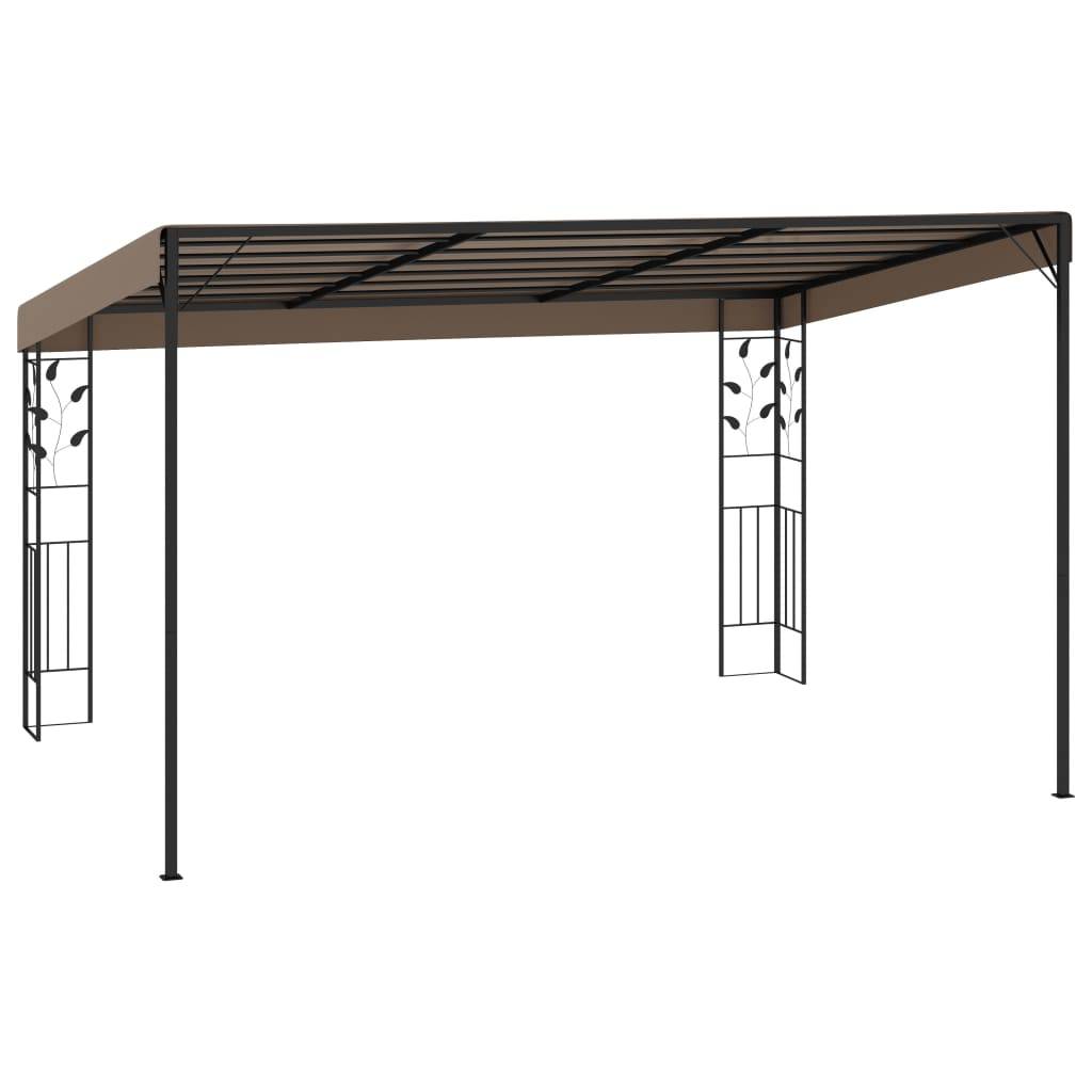 Tonnelle Murale Acier Abri de Terrasse Pergola Adossée pour Balcon Jardin Taupe 4x3 m – ComfortXL Outdoor Living - Image 4