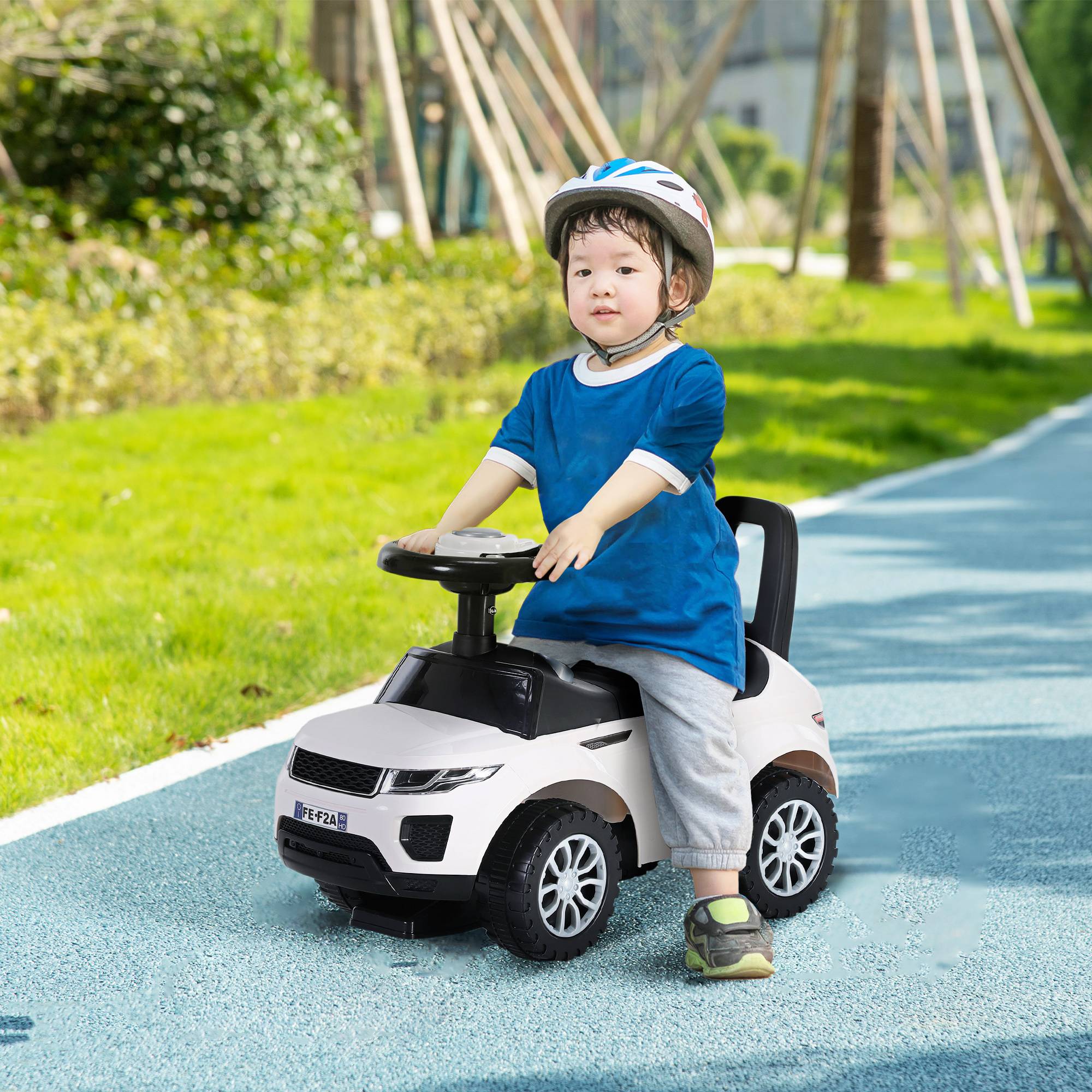 Porteur enfant véhicule à pousser, porteur bébé avec klaxon, compteurs factices et coffre à jouets pour enfants de 12 à 36 mois, blanc - Image 4