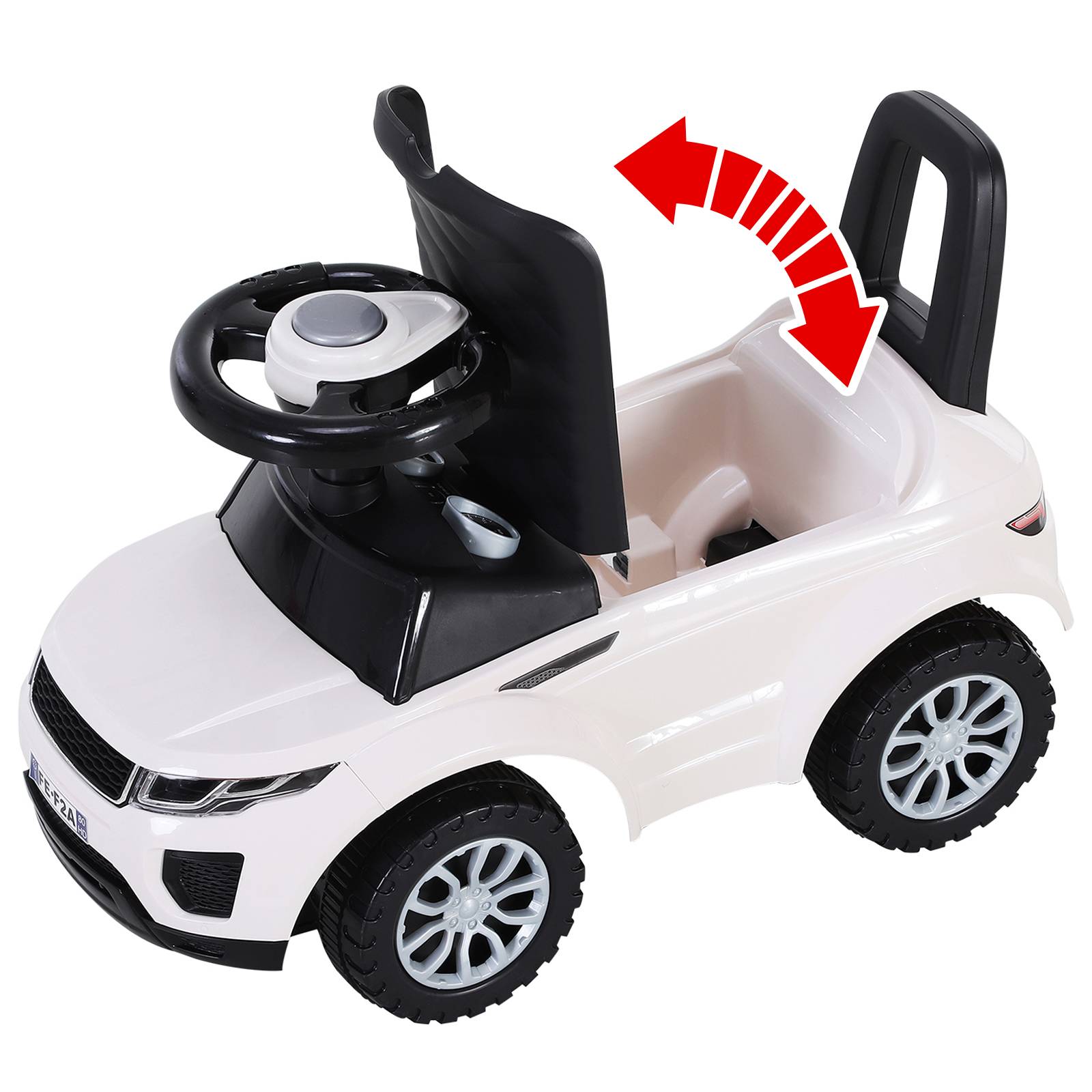 Porteur enfant véhicule à pousser, porteur bébé avec klaxon, compteurs factices et coffre à jouets pour enfants de 12 à 36 mois, blanc - Image 10