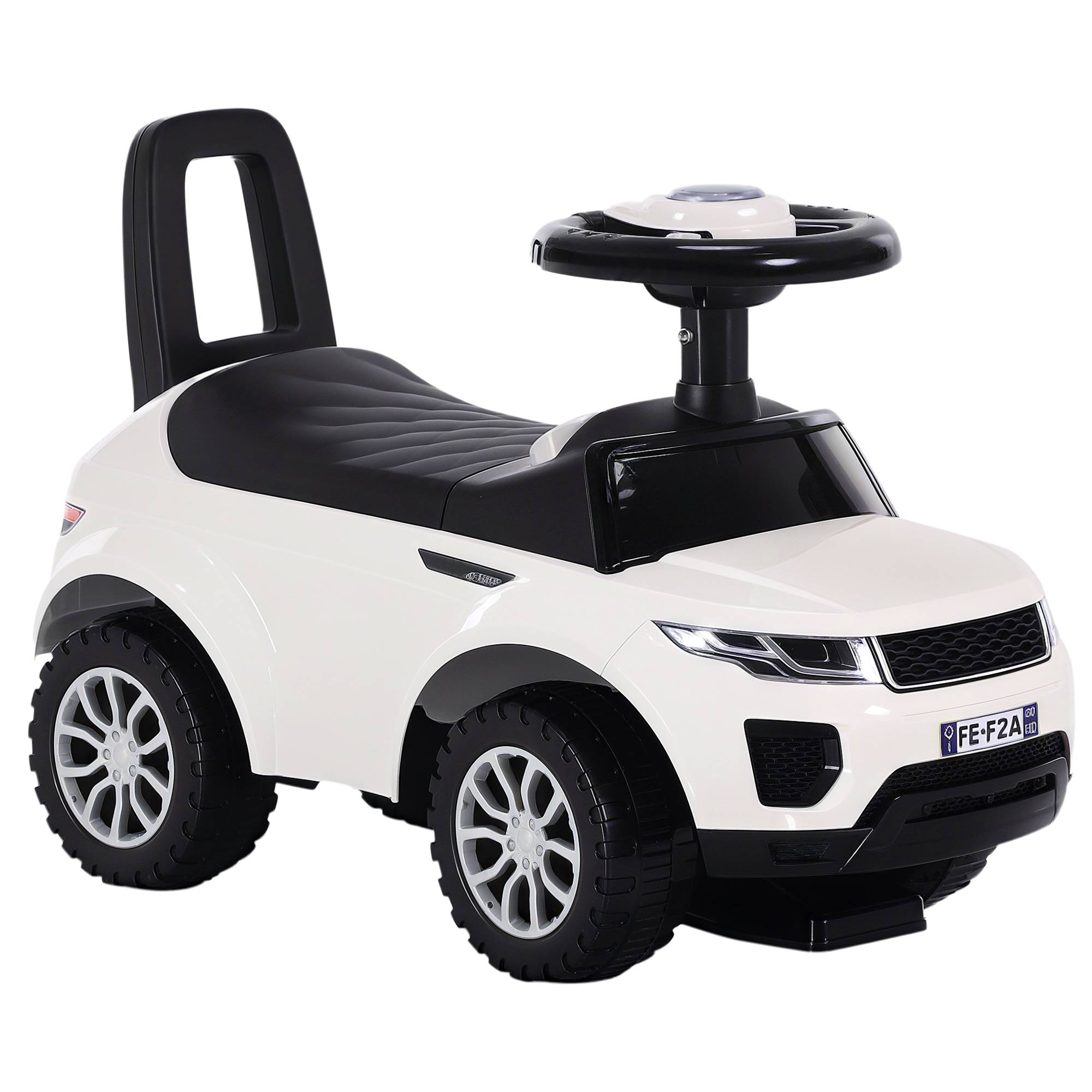 Porteur enfant véhicule à pousser, porteur bébé avec klaxon, compteurs factices et coffre à jouets pour enfants de 12 à 36 mois, blanc - Image 1