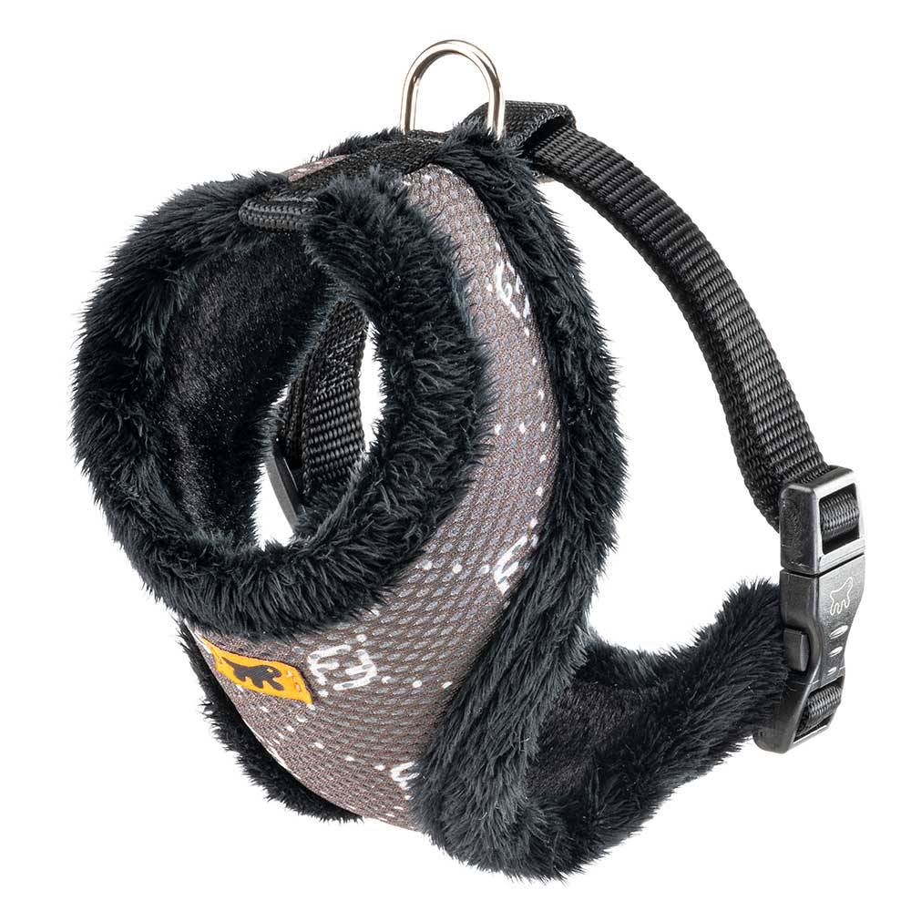 Ferplast - Harnais pour Chiens Chats NIKITA FUR S, Respirant, Fourrure Ecologique Douce, Sangle Réglable, Taupe - Image 1