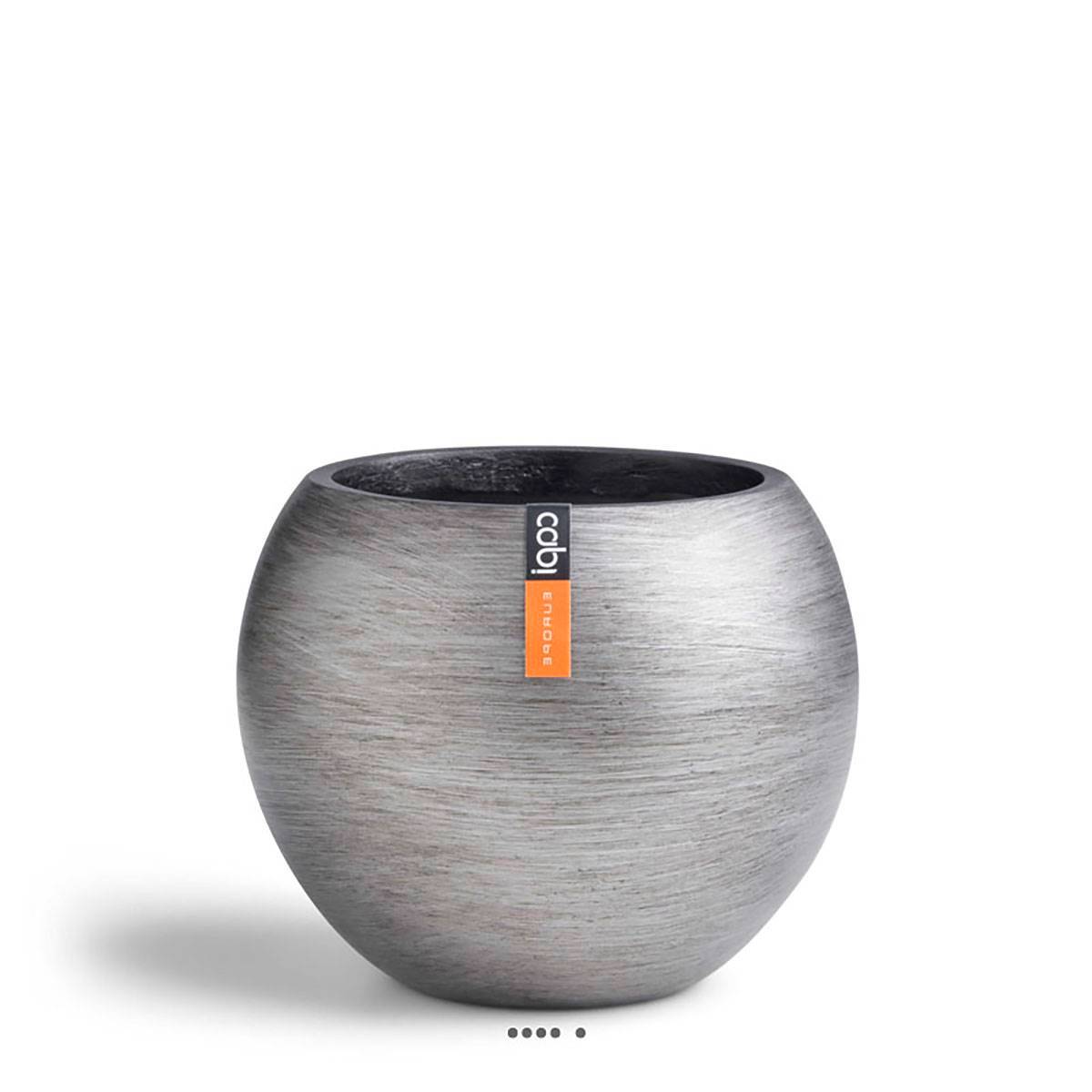 Artificielles - Joli pot rétro forme boule argent en matières synthétiques H 9 x D 10 cm Argent - dimhaut: H 9 cm - couleur: Argent - Image 1