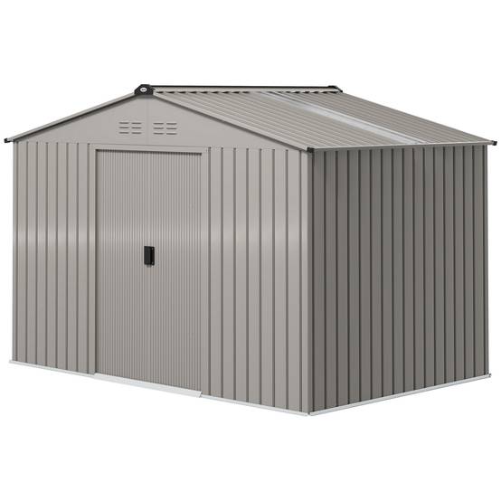 Sans Marque - Abri jardin 5,4m² 2,77x1,95x1,92 m fondation porte coulissante ventilations tôle acier anthracite - Image 2