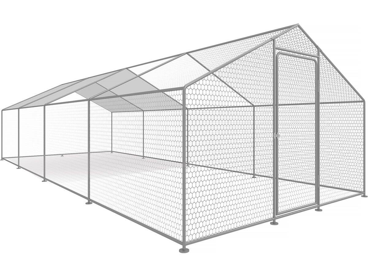 Habitat Et Jardin - Enclos à Poules 24 M² Parc Grillagé 8 X 3 X 2 M Acier Galvanisé -habitat Et Jardin