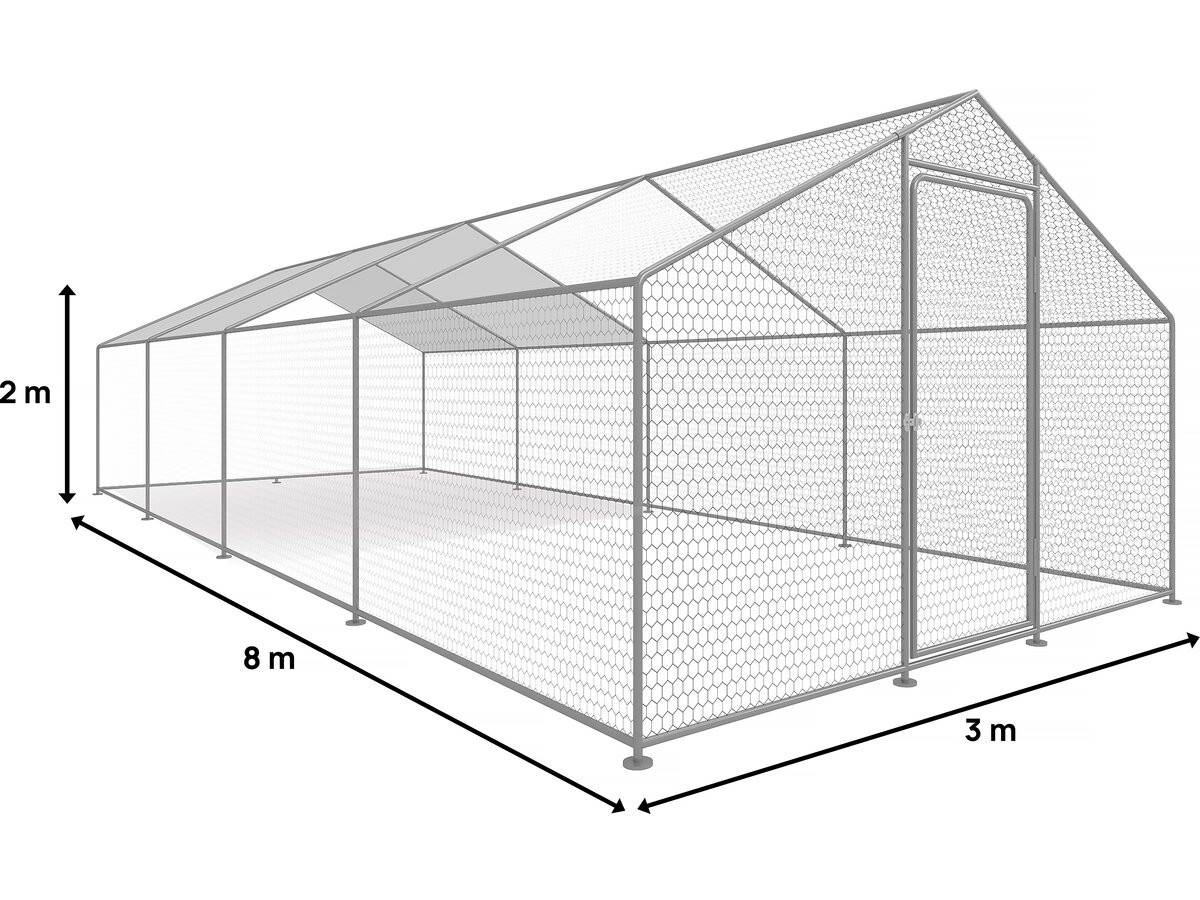 Habitat Et Jardin - Enclos à Poules 24 M² Parc Grillagé 8 X 3 X 2 M Acier Galvanisé -habitat Et Jardin - Image 3