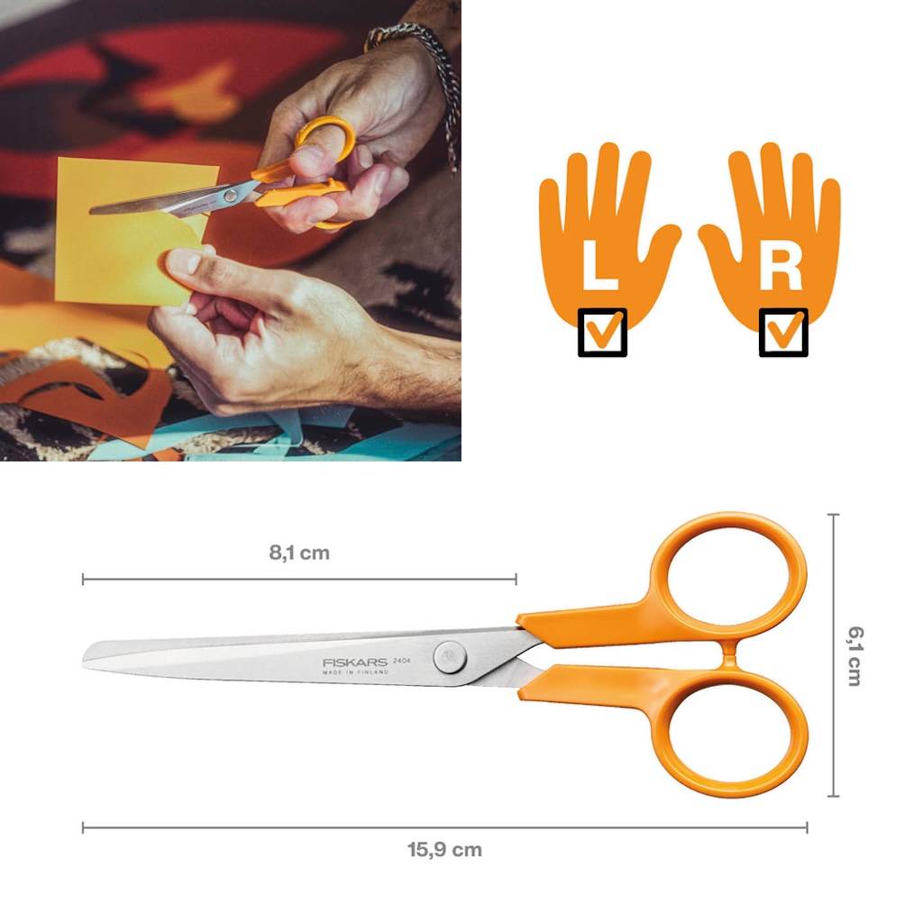 Fiskars - Petits ciseaux universels - Classic 16 cm ambidextres - coupe papier et tissu - Image 3