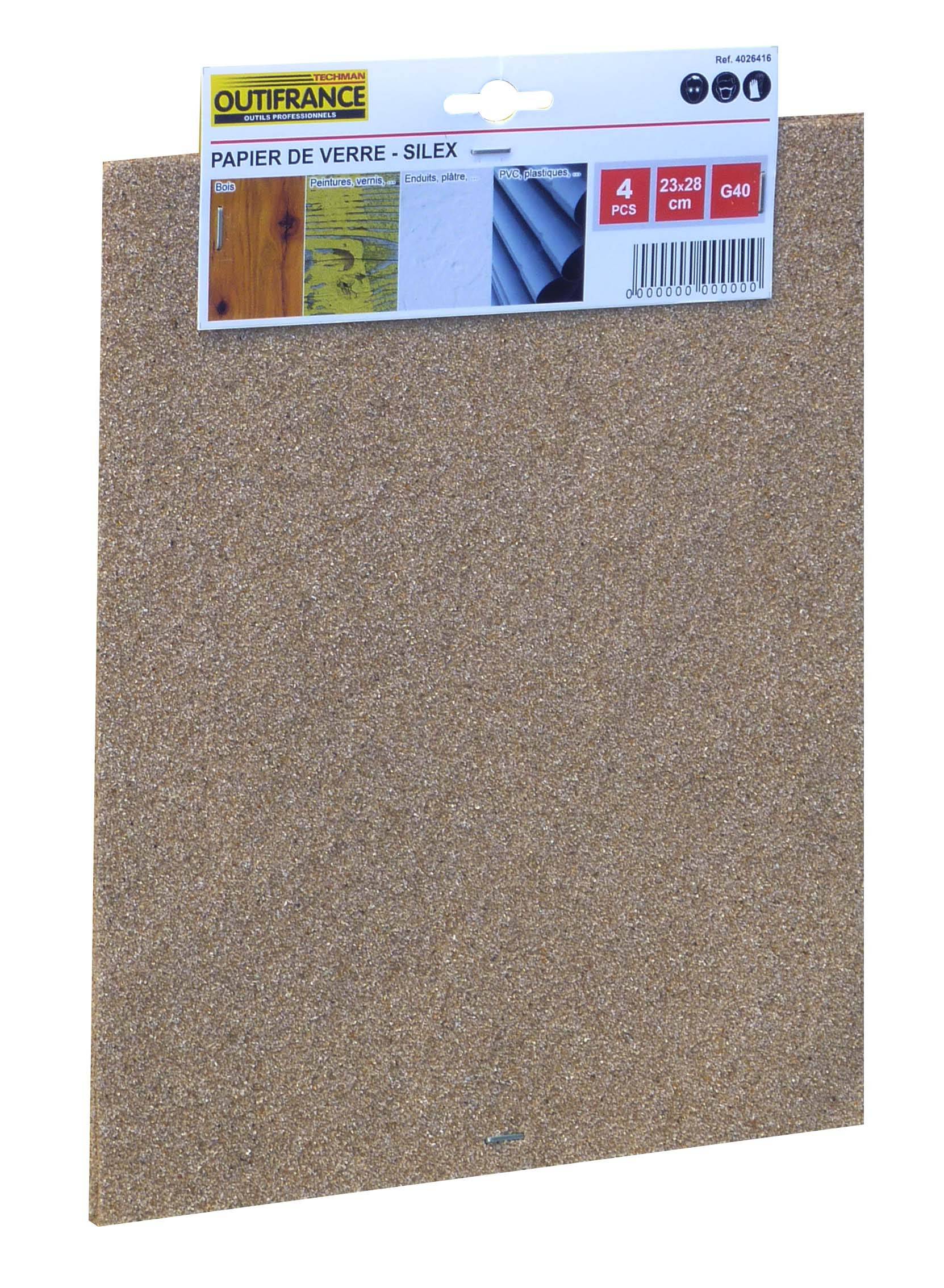 Outifrance - Papier silex 23x28 cm gr.40  - Lot de 4 feuilles - Image 2