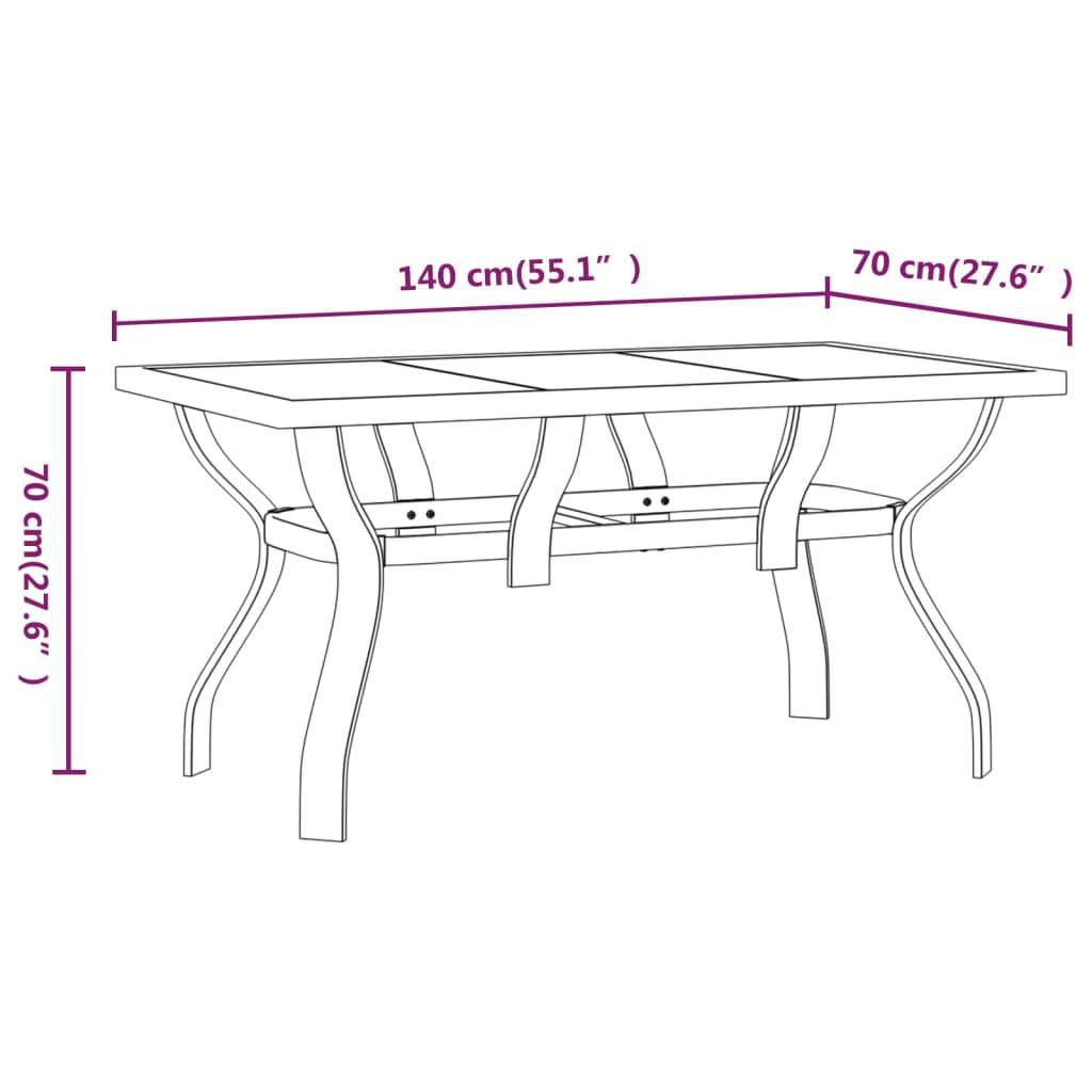 PANGIVO - Table de jardin acier et verre marron et noir 140 x 70 x 70 cm - PANGIVO - Image 6