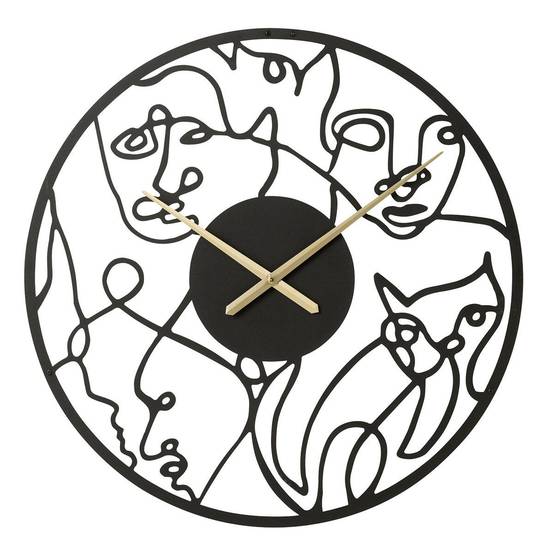Horloge Murale en Métal "Visages" 69cm Noir - Image 1