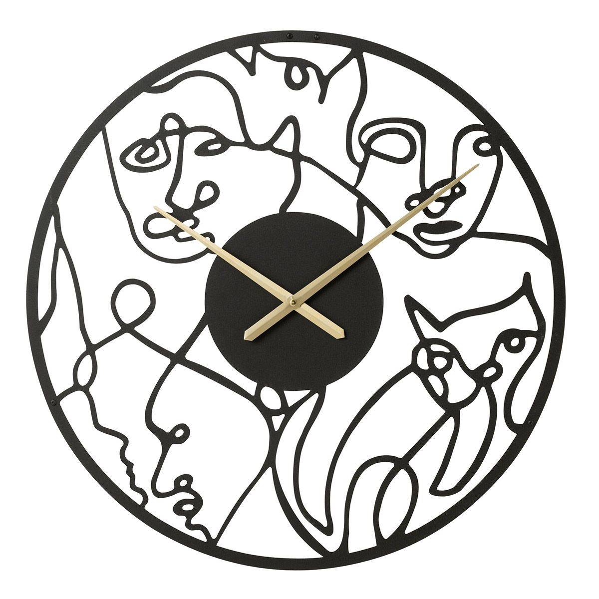 Horloge Murale en Métal "Visages" 69cm Noir - Image 1