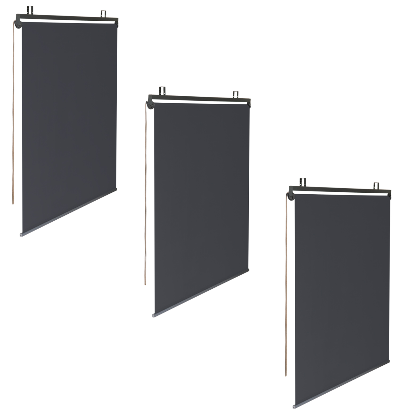 Lot de 3 stores enrouleurs L.124 x H. 225 CM pour pergola gris anthracite - Image 2