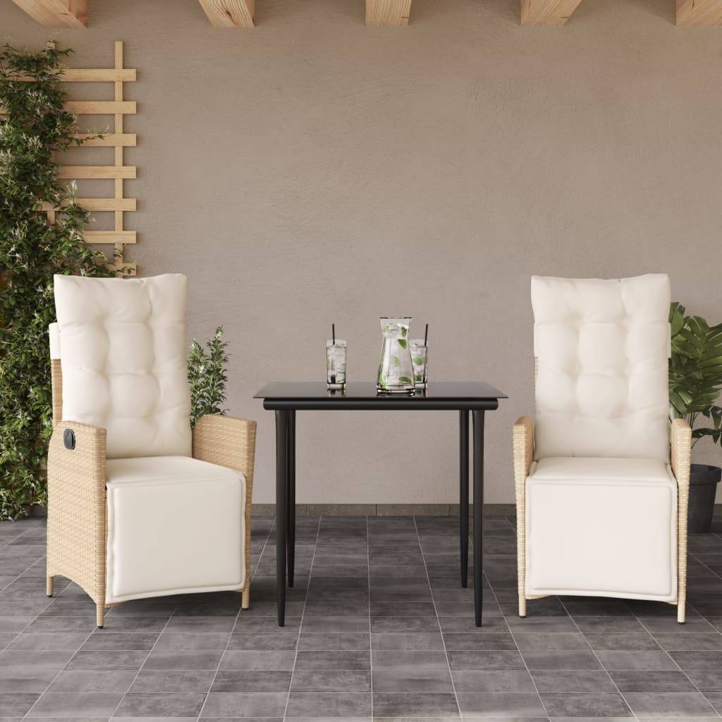 ComfortXL - Salon de Jardin 2 Personnes Beige avec Fauteuils Multi-Positions et Coussins Crème – ComfortXL Outdoor Living - Image 1