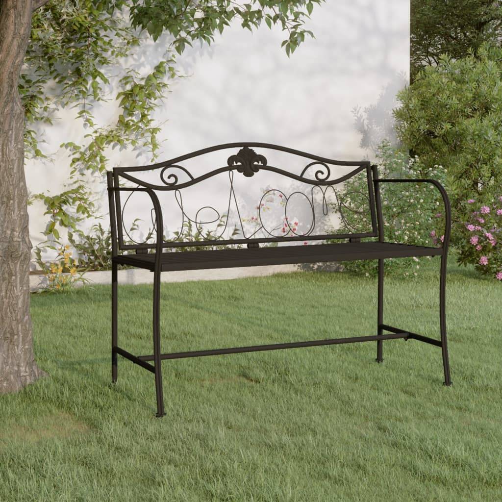 Maison Chic - Banc de jardin - Banc d'extérieur - Banquette 2 places 104 cm Noir Acier - Image 2