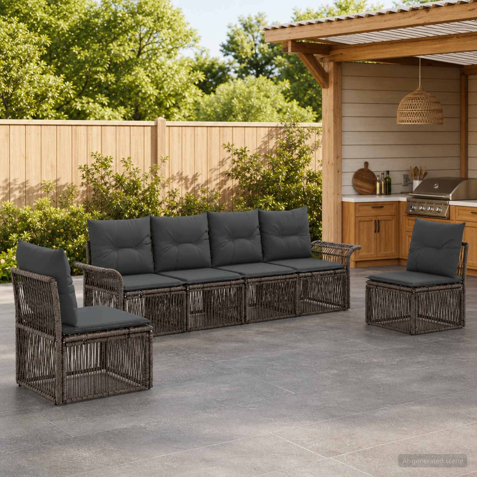Vidaxl - Ensemble de canapé de jardin 6 pcs-Salons de jardin 6 place Gris polyrotin 786643