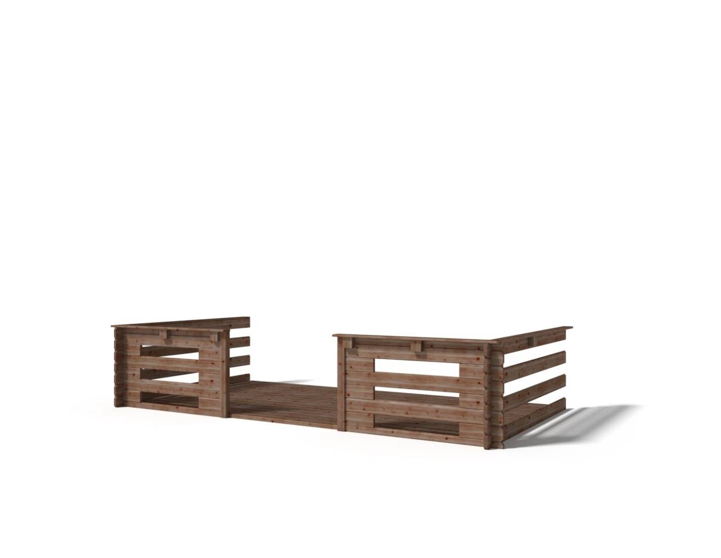 Altanka - Terrasse en bois avec balustrade pour abri en bois - 8m2 - 4m x 2m - imprégnée - couleur: marron - DOM79 - ALTANKA - Image 1