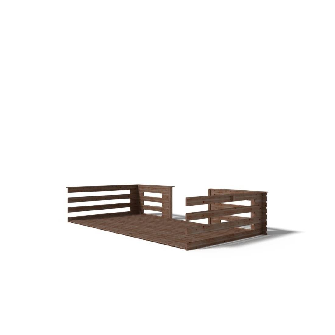 Altanka - Terrasse en bois avec balustrade pour abri en bois - 8m2 - 4m x 2m - imprégnée - couleur: marron - DOM79 - ALTANKA - Image 4