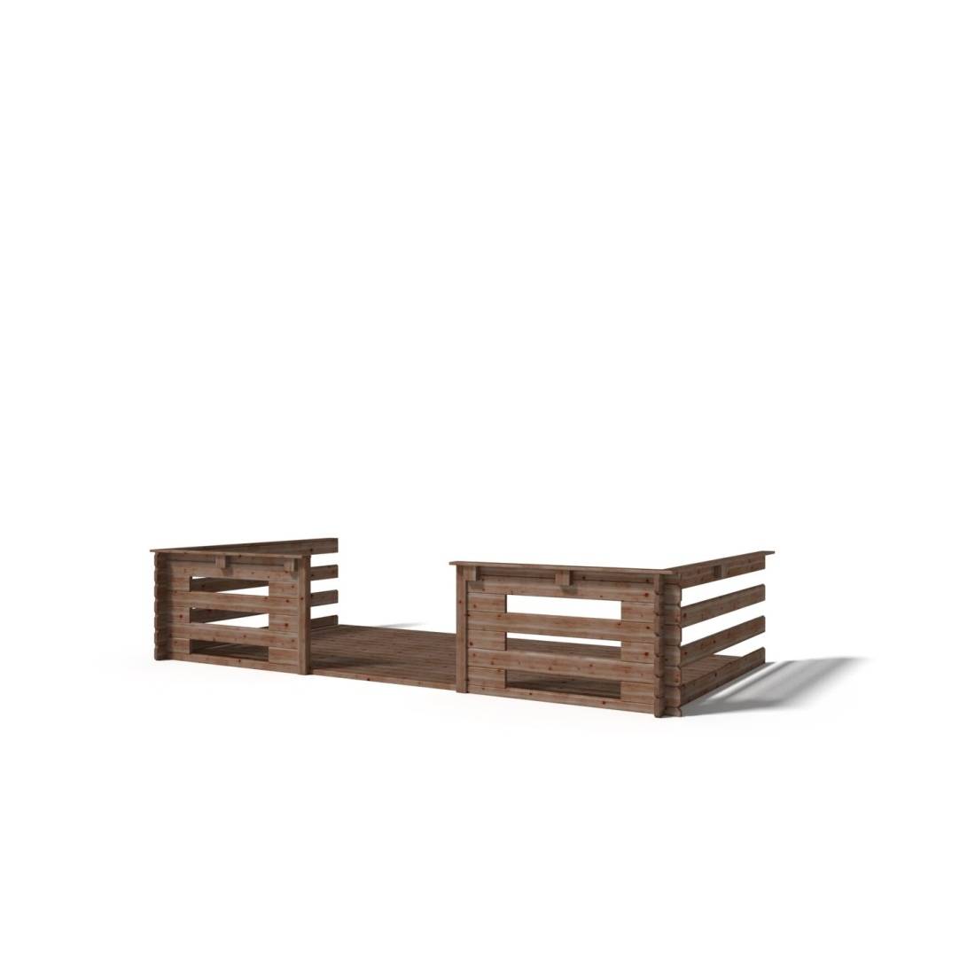Altanka - Terrasse en bois avec balustrade pour abri en bois - 8m2 - 4m x 2m - imprégnée - couleur: marron - DOM79 - ALTANKA - Image 1