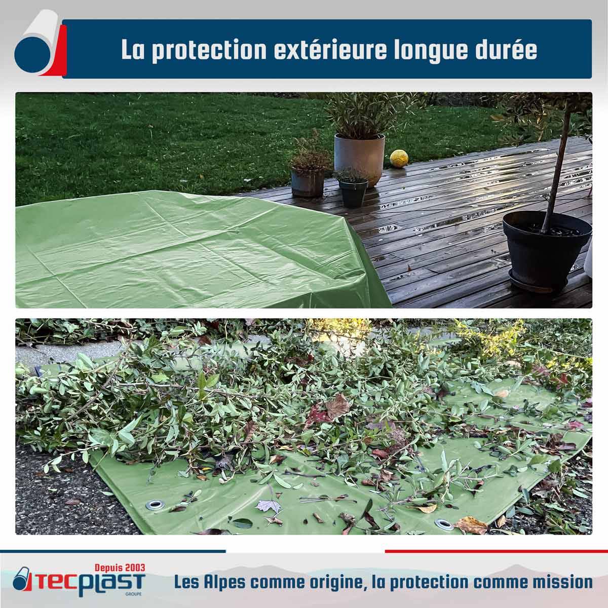 Bâche Jardin 3x4 m LP506JD Vert Sauge - Garantie 5 ans - Bâche PVC étanche - Résistance Anti-UV TECPLAST - Image 2