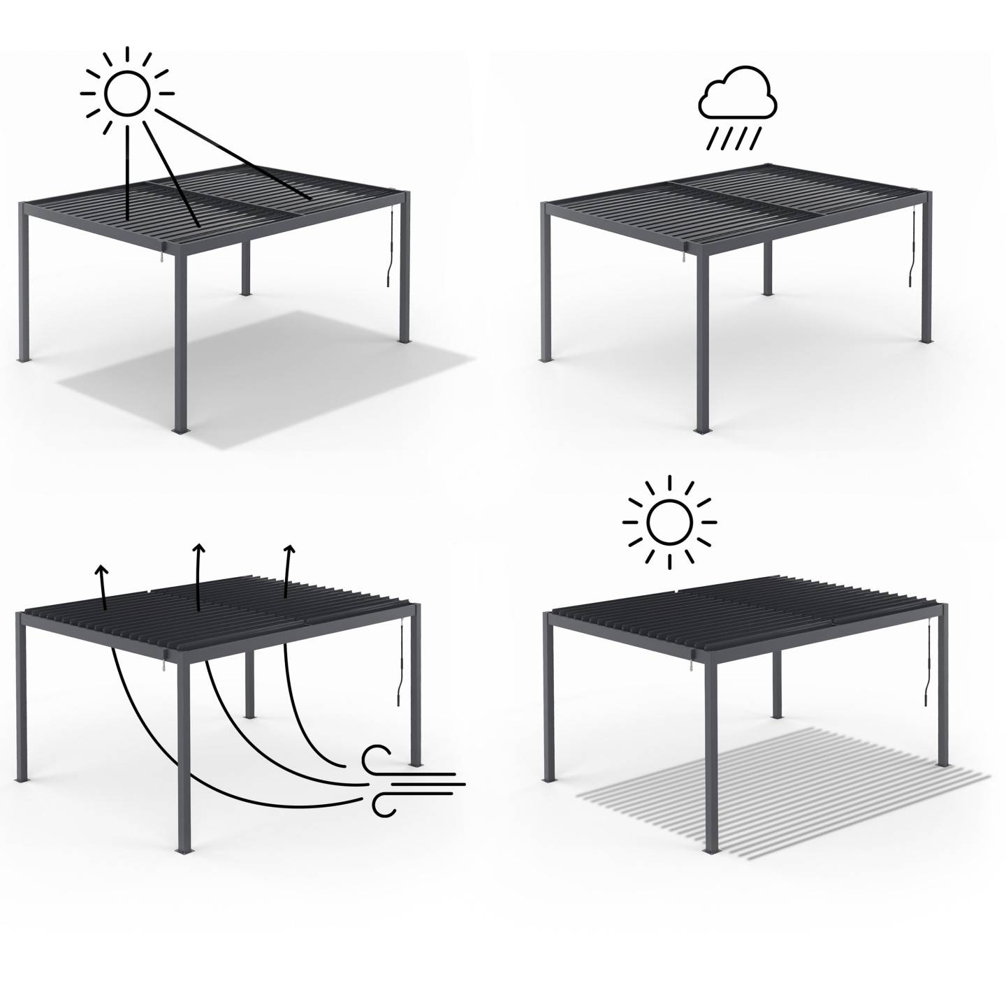 Pergola bioclimatique lames orientables acier 3x4 M gris anthracite - Image 3